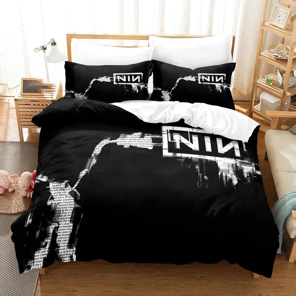 3D Printed Nine Inch Nails NIN Comfortable Duvet Quilt Cover Pillowcase Bedding Set Children Bedroom Decoration Home Textile