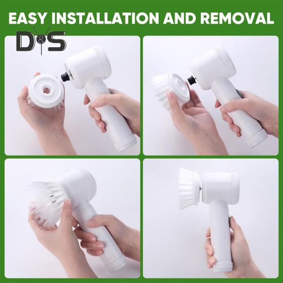 Electric Spin Brush Cordless High Torque Handheld Rotary Brush Tub Shower Tile Floor Scrubber with 5 Replaceable Heads