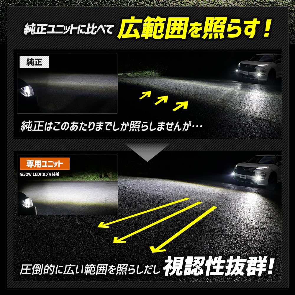 YOURS Fog Lamp Unit LED Bulb Set for YOURS Parts S + [30W Yellow] Nissan/Mitsubishi Aria/Caravan/Sakura/Dayz/Roox/Outlander (White/Yellow)