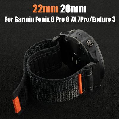 22/26mm Nylon Watch Strap for Garmin Fenix 8 Pro 8 7X 7Pro/Instinct 2X/Tactix 8 7/Forerunner 965/Enduro 3 Replacement Watchband