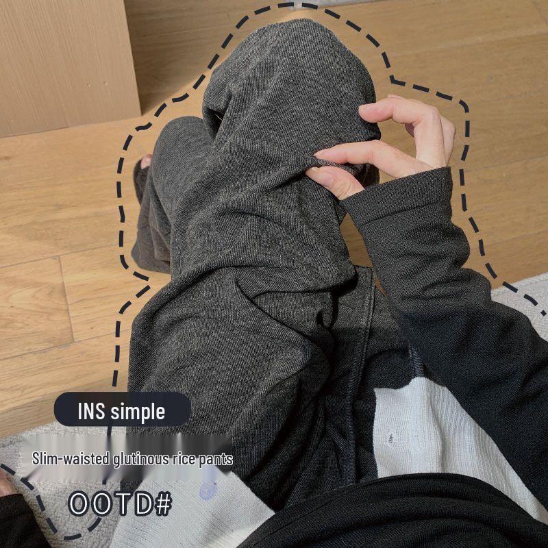 

Unisex Mid-Waist Wide-Leg Velvet Pants for Autumn/Winter - Loose, Casual, Floor-Length L