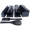 10pcs/set Sushi Making Kit Pro Japanese Specialty Food Molds Plastic with Rice Roll Mold Fork Spatula Black for Cooking Picnics