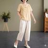 AEMAPE New Chinese Style Linen Blend Short Sleeve Set
