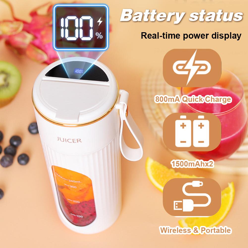 340ml Portable Juicer Electric Juicer Cup Rechargeable Blender Cup 1200mAh Juice Extractor 14 Blades for Smoothies Shakes