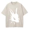 100% Cotton Vintage Washed Y2K Funny Smoking Rabbit Tshirt  Fashion Men Retro Cool Bunny Meme Oversize Loose Acid Wash Tee Shirt
