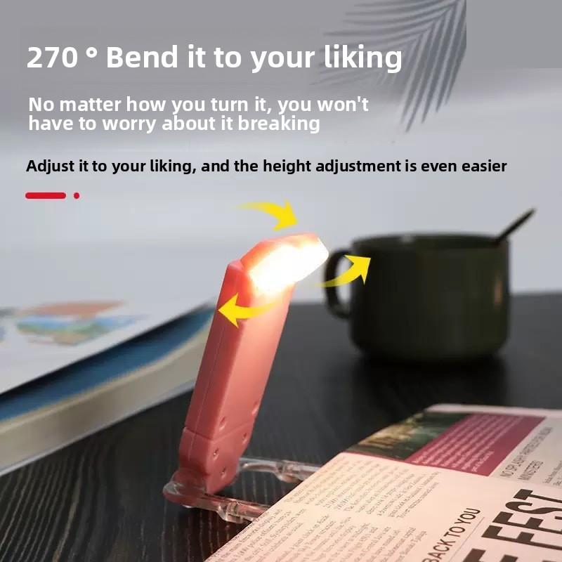USB Mini Eye-Care Foldable Clip-On Reading Light Portable Book Lamp for Students Compact Travel Adjustable Desk Lamp