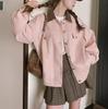 Women's Pink Korean-Style Suede Jacket - Fashionable Spring/Autumn Workwear Design