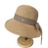Straw Hat Versatile V Standard Plaid Bow Streamer Eaves Sunscreen Sunshade Bucket Hat Sun