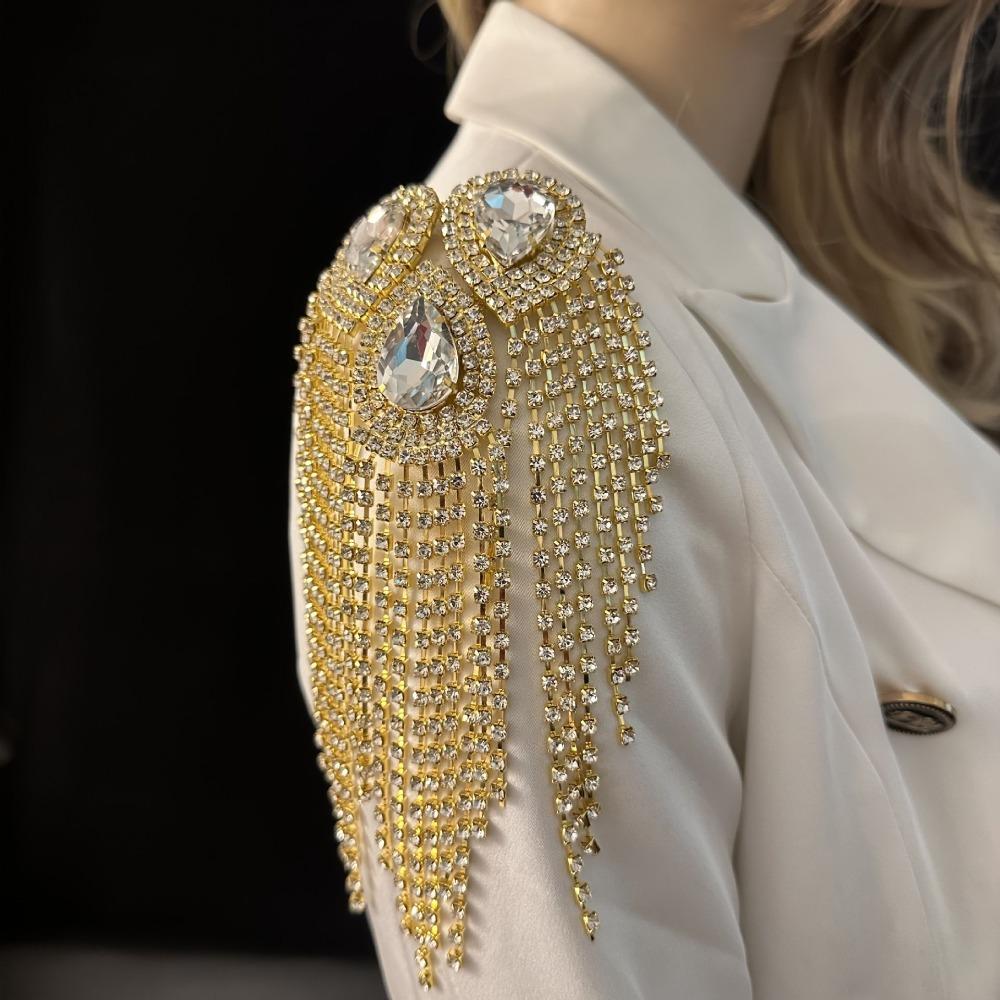 Fringe Shoulder Epaulets Sparkly AB Crystal Shoulder Ornament Rhinestone Epaulets Fashion Shoot