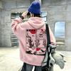 Nieuwe casual hoodie met lange mouwen in vintage stijl voor kinderen, met kunst-geïnspireerde patronen van koi, kraanvogels en bergen.