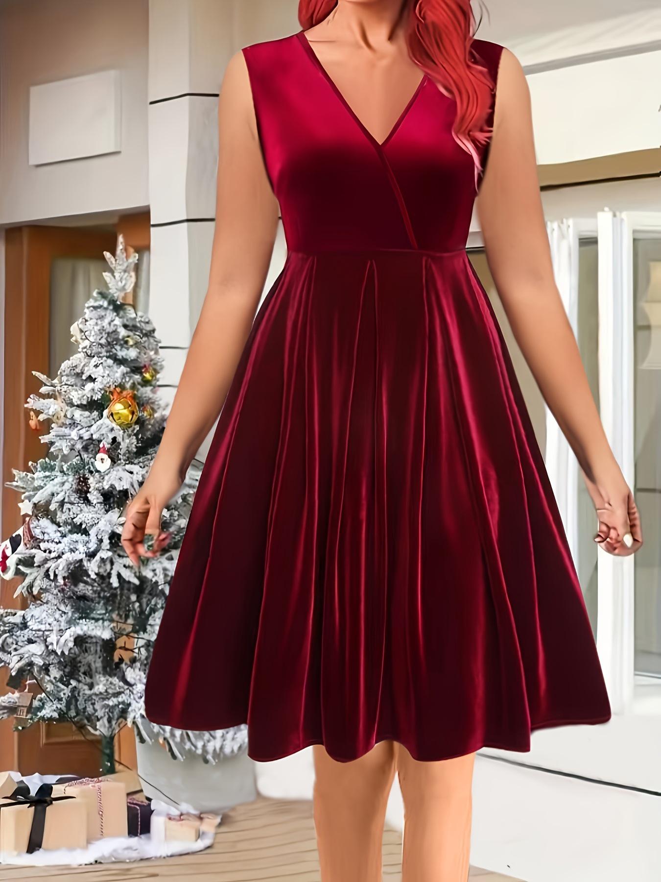 European and American Women s Wine Red Retro Sleeveless Evening Gown - Plus Size, Spring/Summer Collection 1XL