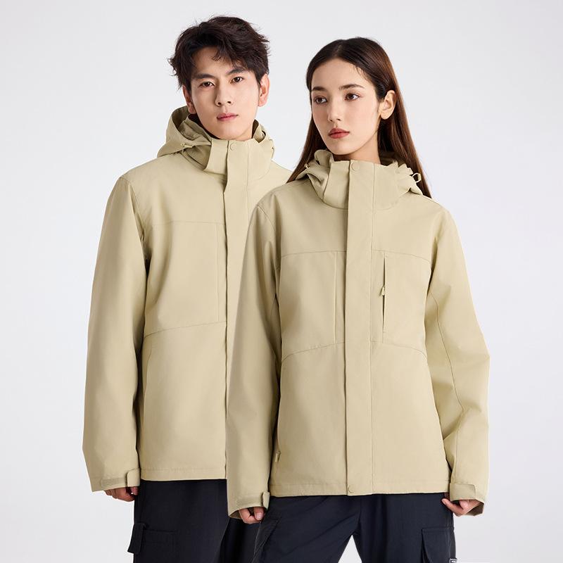 25 Winter outdoor three-in-one jacket removable down liner men's waterproof and windproof tooling jacket women