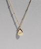 Bonbeau Long Chain Carve Necklace Teardrop Pendant Initial Engraving Long Necklace