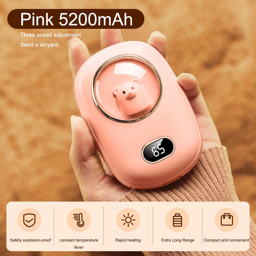 Mini Bear Hand Warmer Artifact 3 Heating Modes 2 in 1 USB Hand Warmer and Power Bank Fast Heating Temperature Display for Winter
