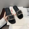 Versatile trend non-slip square buckle slippers women's outer wear summer  fashionable transparent casual and comfortable slippers