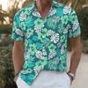 Vacation Style Palm Tree Print Short-Sleeve Shirt, Lapel Button-Down Design, Breathable Fabric, Perfect for Beach Trips and Casual Daily Scenarios