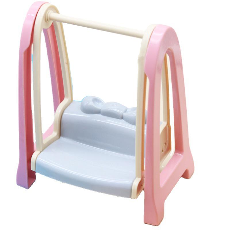 Cute 1:12 Miniature Dollhouse Swing Simulation Slide Rocking Horse Model Pretend Kindergarten Furniture for Doll Accessories Toy