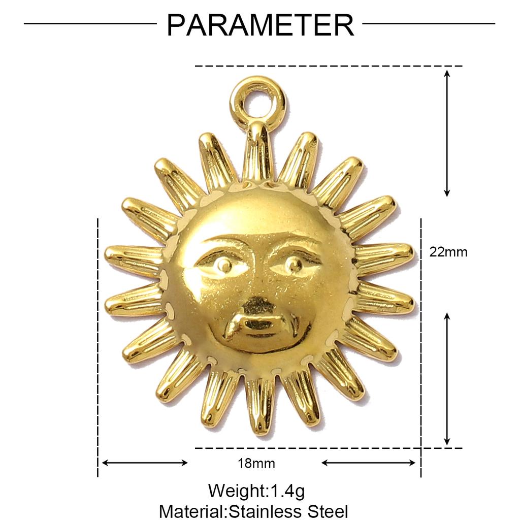 5pcs/Lot Fashion Sun Round Necklace Pendants Stainless Steel Love Heart DIY bracelet Charms Women's Star Moon Jewelry