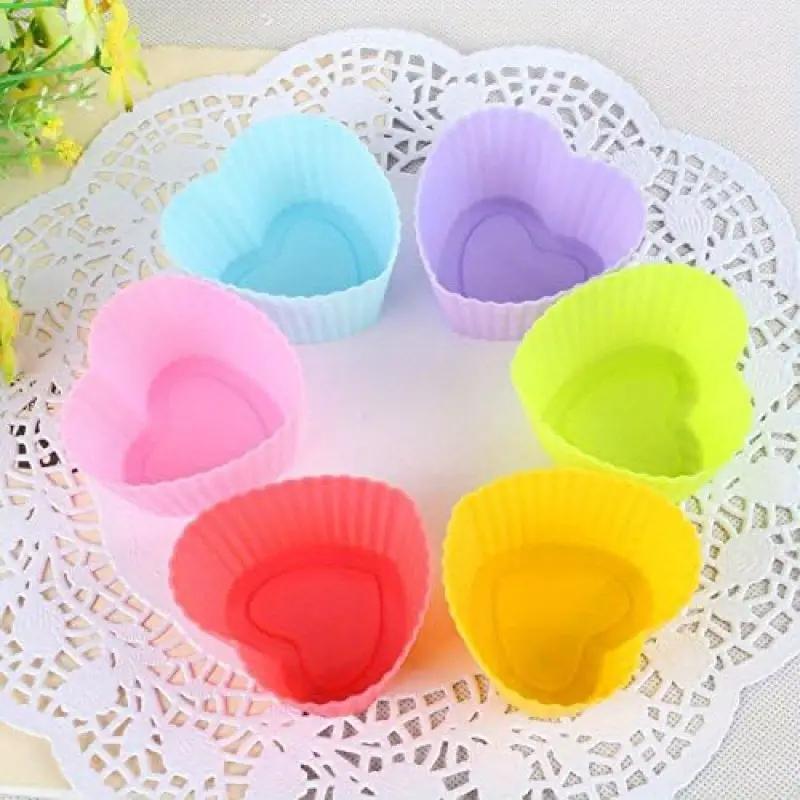 Silicone Cake Mold Round Heart Shape Muffin Cupcake Baking Molds Home Kitchen Bakeware Baking Cups BPA Free Kitchen Gadgets
