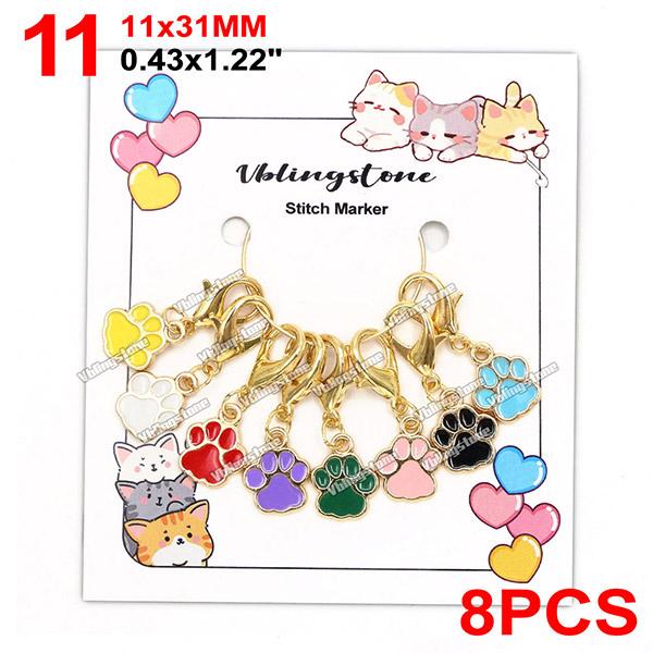 Cat Knitting Stitch Markers Metal Animal Enamel Charms Crochet Locking Knitting Markers Sew Accessories