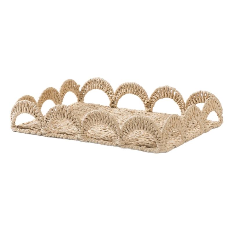 

Natural Fiber Desktop Tray Organiser Handcrafted Rattan Basket Sturdy Structure Lightweight Decorative Storage Solution 1