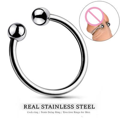 Anello a doppia sfera in acciaio inossidabile Testa di cazzo Glande Anello del pene Aumento del sesso Orgasmo Prodotti del giocattolo del sesso Ritardo Anello di blocco dell'eiaculazione