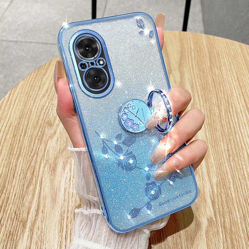 KADEM For Realme C67 4G Cell Phone Case Ring Kickstand Gradient Glitter TPU Cover