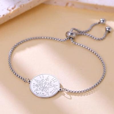 Dawapara Tetragrammaton Pentacle Bracelet for Women Stainless Steel Magical Blessed Pentagram Amulet