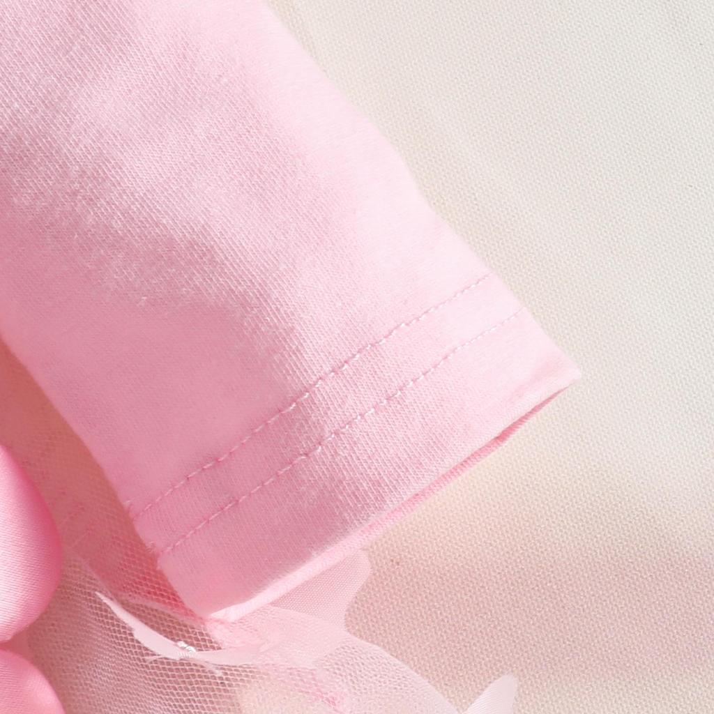 Newborn Baby Girl Applique Mesh Dress with Headband, Autumn/Winter Long Sleeve Knitted Fabric Splice