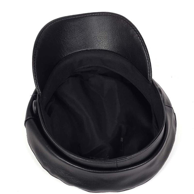 Webbing Pu Leather Navy Cap Men and Women Flat Top Caps Casual Travel Beret Hat New Hats