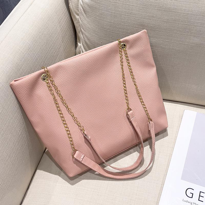 Lychee Pattern Medium Tote Bag Simple and Versatile Shoulder Bag Korean Women's Shopping Bag