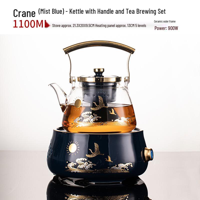 Electric Ceramic Tea Brewer with Heat-Resistant Glass Kettle - Fully Automatic Steam Heating Tea Boiler