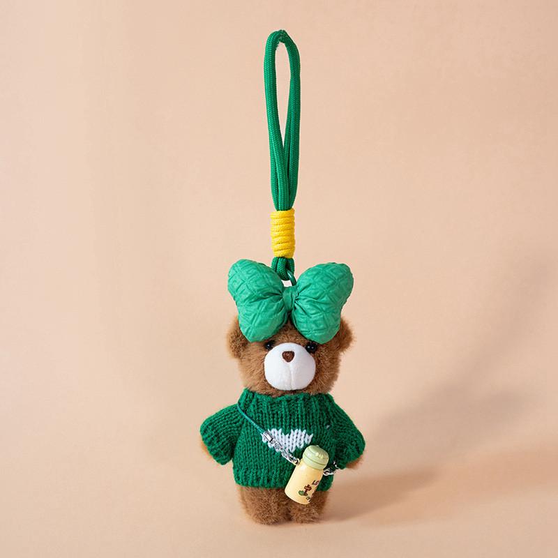 

Teddy Bear Bag Charm Plush Toy Cute Cartoon Animal Keychain For Girls зелений