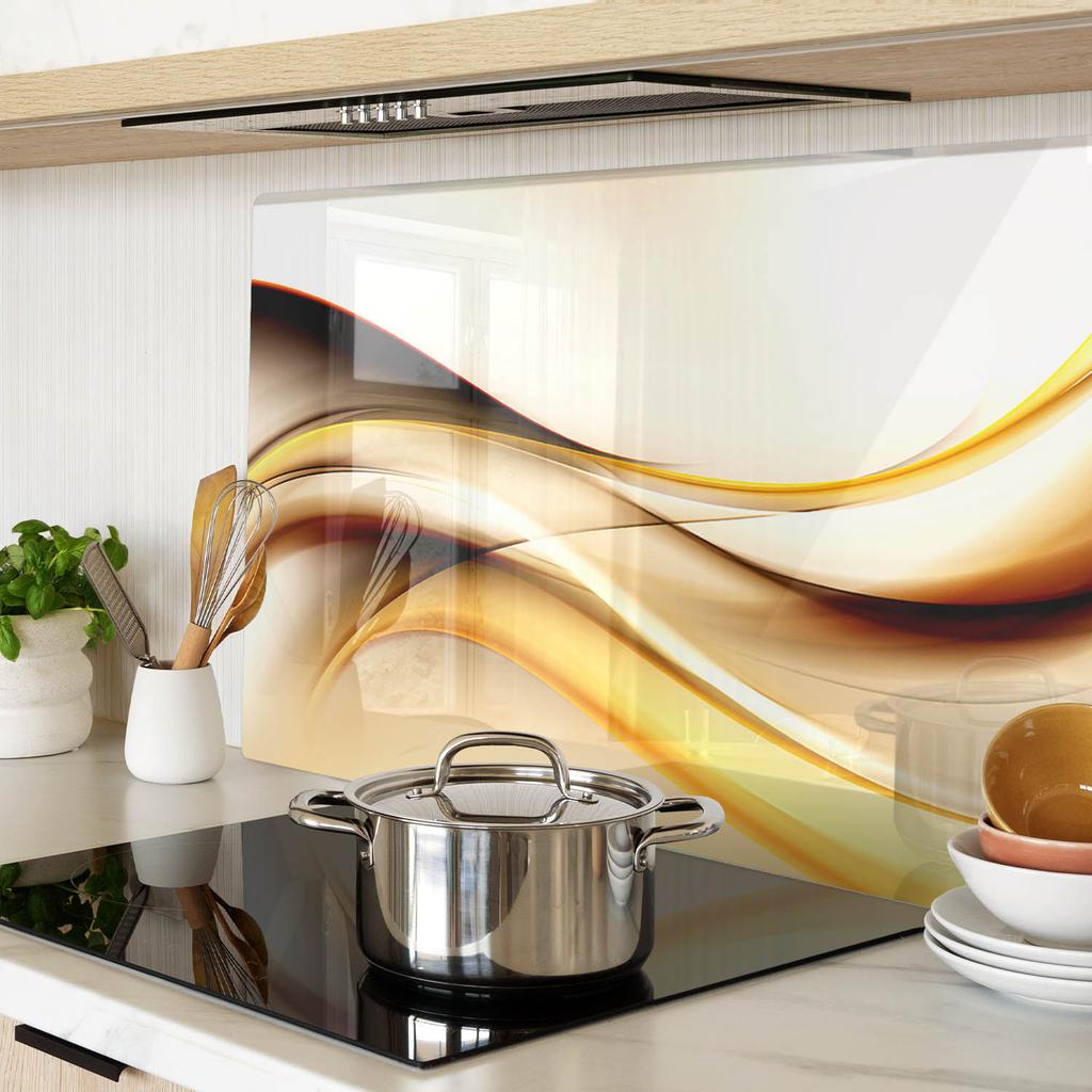Decorative Tempered Glass Chopping Board Abstract Waves 80x52 Cm