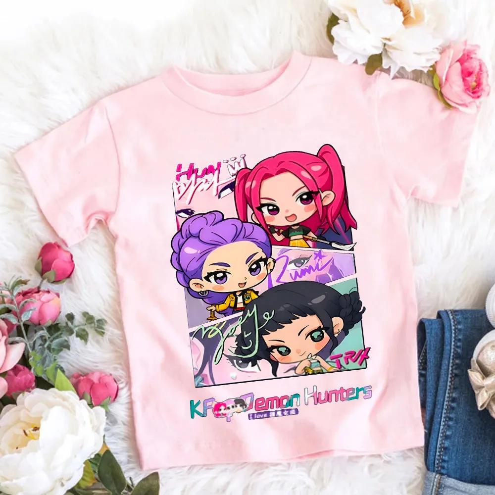 Mode Vardagstoppar 2025 Het Film Mjuk Baby Flickor T-shirt Barnkläder KPop Demonjägare Fans Gåvor Barnkläder