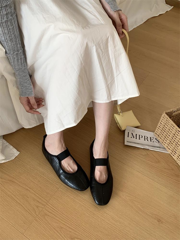 New retro niche evening wind soft sole shallow mouth single shoes feminine temperament gentle fairy elastic band fashionable Mary Jane shoes