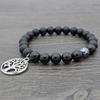 European Hot-Selling Yellow Tiger Eye & Volcanic Stone Lotus Tree Pendant Yoga Mala Bracelet