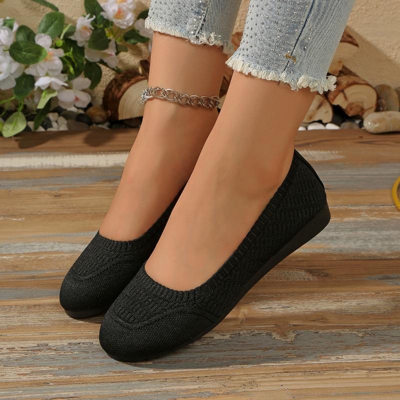 Wish Large Size Round Head Flat Bottom Lazy Single Shoes Women's Flying Weaving Breathable Flat Heel Shallow Mouth Work Shoes Ebay