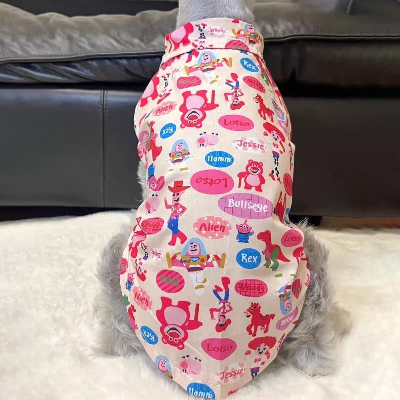 Pet Cat and Dog Clothes, Summer Thin Pink Bear Shirt, Small and Large Dog Anti-hair Loss Air-conditioning Clothes