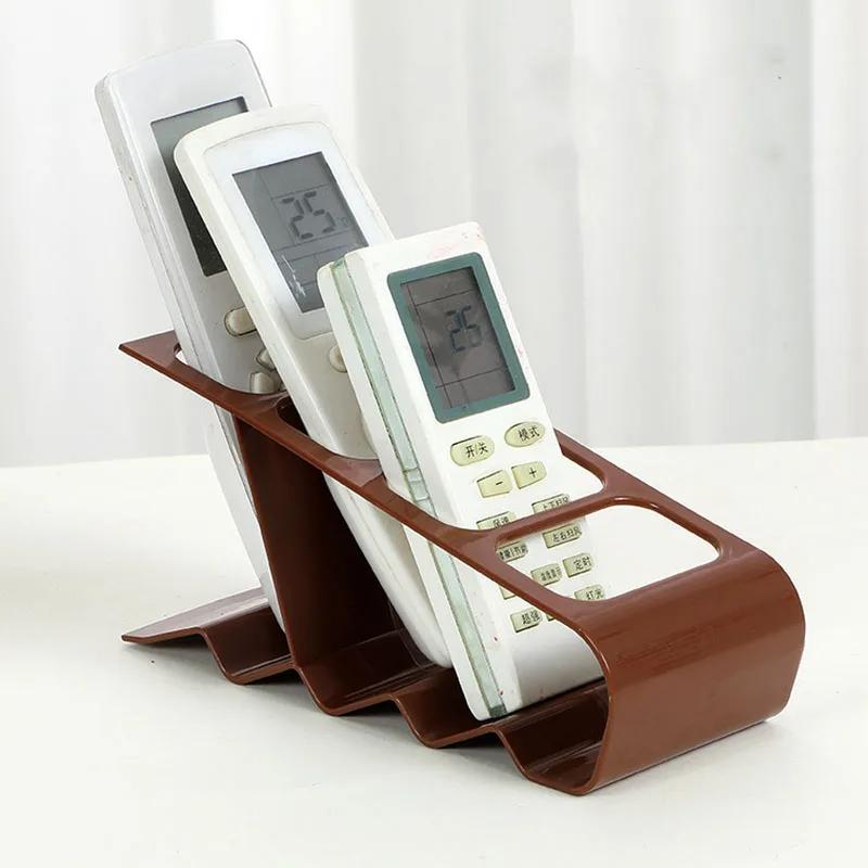 4-Grid Plastic Remote Control Storage Rack Multifunctional Storage Holder for Home Office Desktop Table Storage Rack