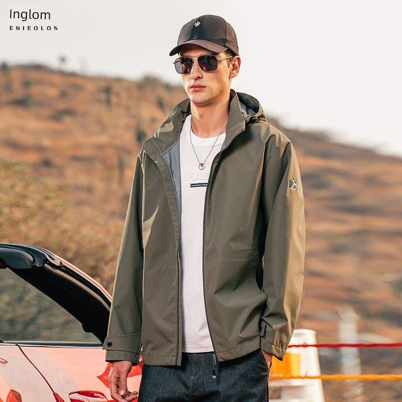 Yingjuelun Urban Style Windbreaker Jacket for Men, Autumn and Winter Detachable Hooded Windproof Casual Top, Outdoor Hiking Jacket