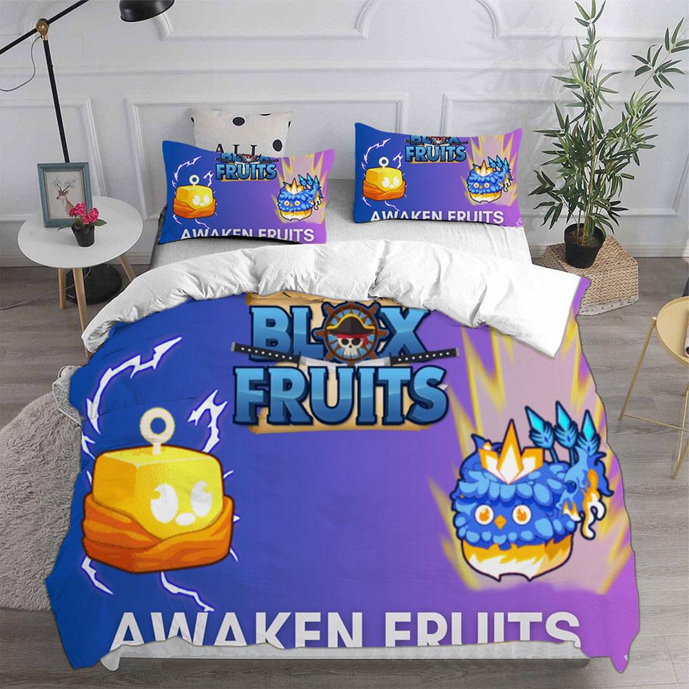 Fashion Game Blox Fruits Bedding Sets Bed Cover Comforter Duvet Cover Pillow Case 2-3 Pieces Sets Kids Adult Bedroom Decoration
