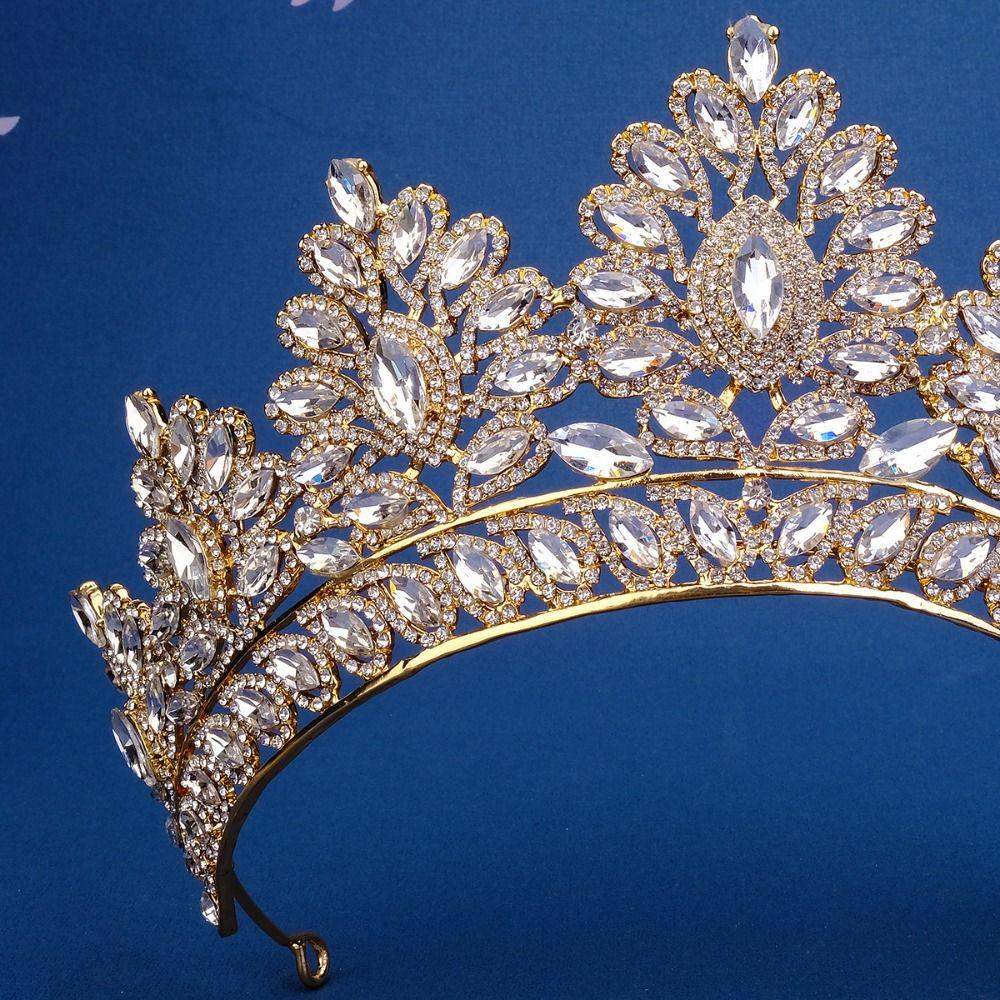 Sparkling Zinc Zinc Alloy Princess Crown Luxury Rhinestone Pageant Diadem Women Hair Hoop  Stage Performances