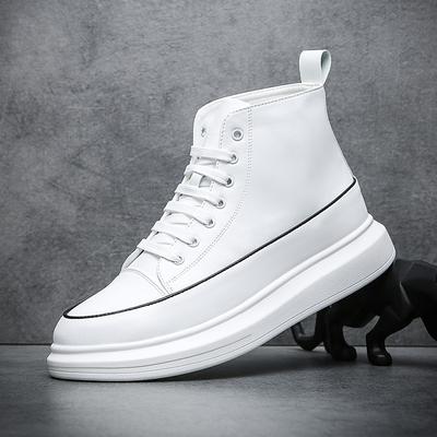 Men's Shoes Autumn and Winter New High-top Leather Boots Casual Shoes European Soft Soles Simple and Versatile Trend Fashion Wenzhou