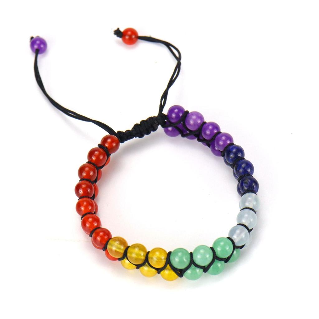 Hand-Woven Round Bead Natural Stone Crystal Double-Layer Woven Couple Bracelet