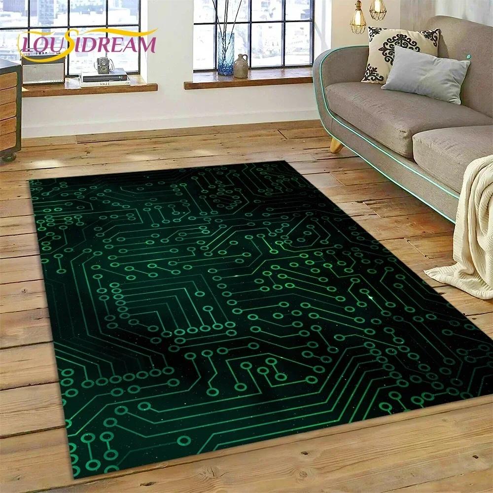 PCB Circuit Board 3D Chip CPU Carpet Rug for Bedroom Living Room Home Sofa Decoration,Children Game Large Decor Floor Mat Gift