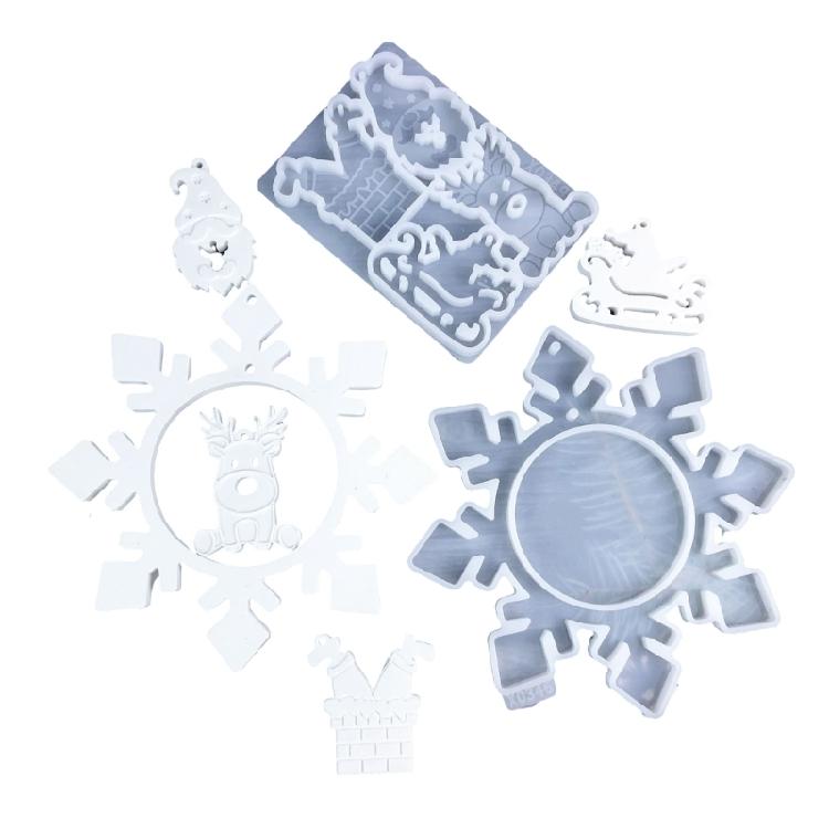 

2pcs/Set Handmade Jewelry Decoration Mould Epoxy Resin Christmas Tree Snowflake Pendant Mold Jewelry Making Supplies 1
