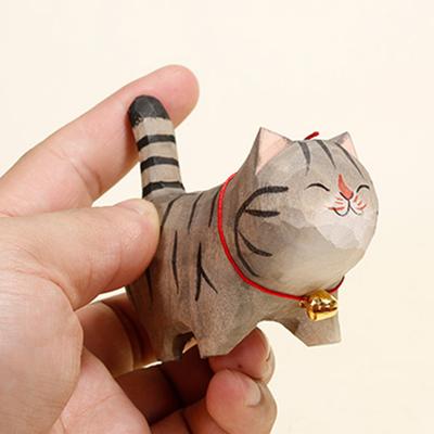 Handcrafted Wood Carving Home Decorations Desk Accessories Room Decor Handmade Dragon Li Cat Statue Hand-carved Room Decor
