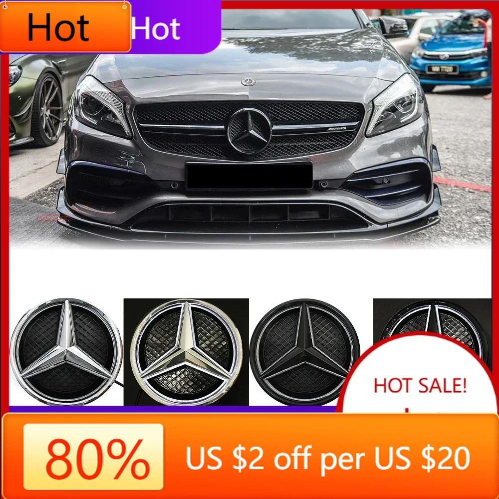 2025 Hot For Mercedes Benz For Mercedes Benz Silver And Black Emblem Front Grille Illuminated Logo Star Badge W176 W246 W205 W21
