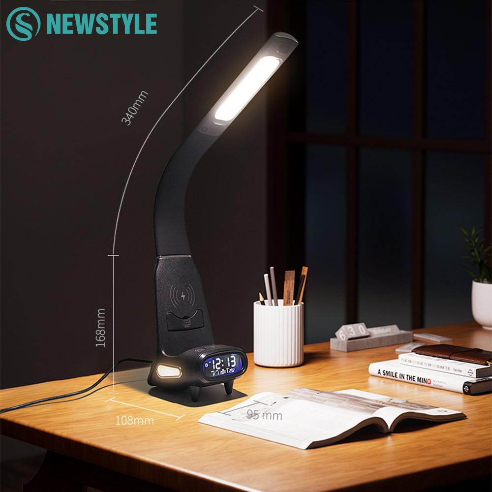 NEWSTYLE 15W Wireless Fast Charging Eye-Care Reading Desk Lamp with Inductive Dimming 5-Colour Temperature Timer LED Table Light